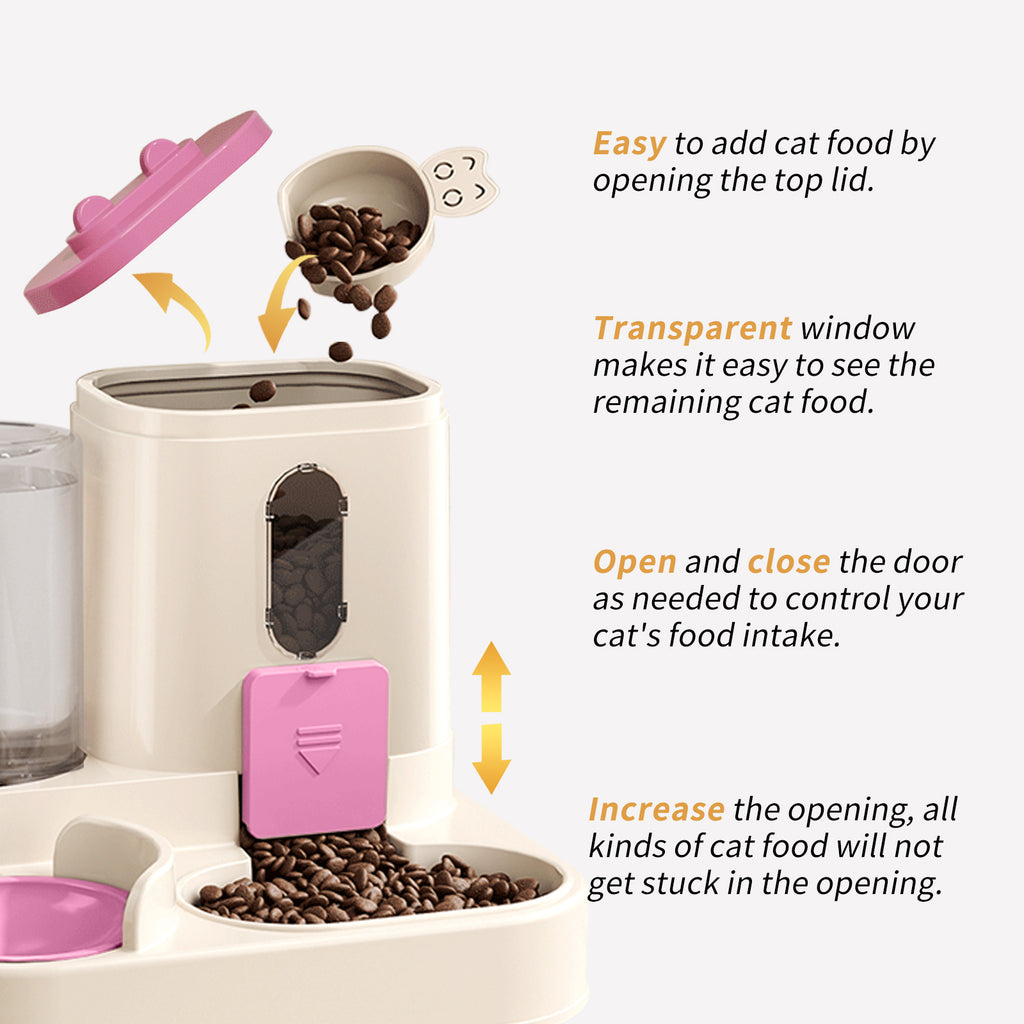 Fully Automatic 2in1 Cat Food Dispenser - Integrated Water And Food Feeding System - Cute Water Dispenser
