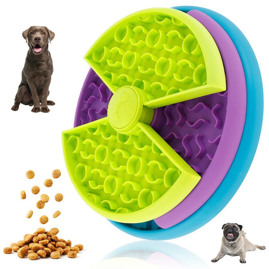 Pet Slow Food Bowl Anti Choking Cat Bowl,3in1 Interactive Dog Feeder Puzzle, Lick Mat & Slow Feeder BowlMental Stimulation Toy For Medium & Large Dogs